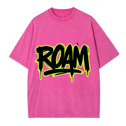 Bold typography design - "ROAM" - wander freely, no destination needed - Vintage T-shirt - Dusty Rose(Rose)