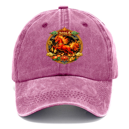 FIRE HORSE | Flaming mane and tail horse | Blazing orange and red colors | Dynamic - Classic Cap - Dusty Rose(Rose)