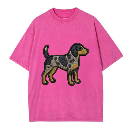 Bluetick Coonhound - Trendy spotted hound logo with prominent black border - Vintage T-shirt