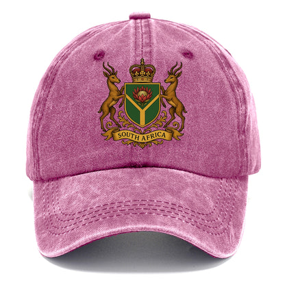 South Africa Springbok Emblem (springbok With Protea, Green/gold Shield) Classic Cap - Dusty Rose(Rose)