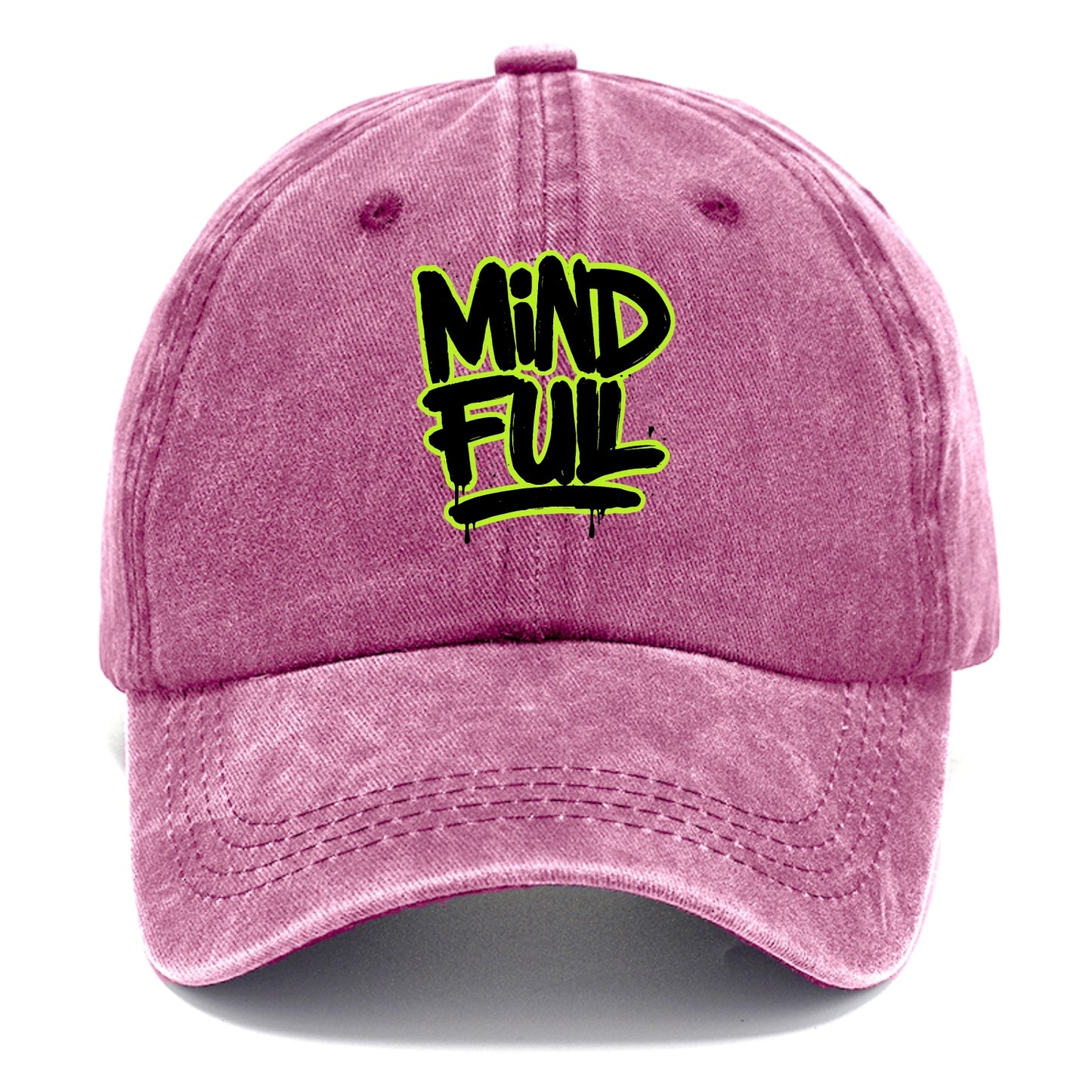 Bold typography design - "MINDFUL" - present awareness, conscious living - Classic Cap - Dusty Rose(Rose)