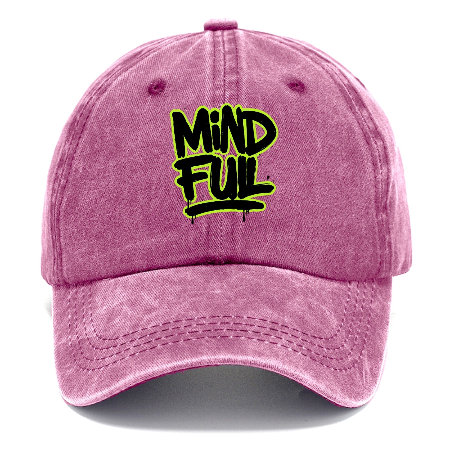 Bold typography design - "MINDFUL" - present awareness, conscious living - Classic Cap - Dusty Rose(Rose)