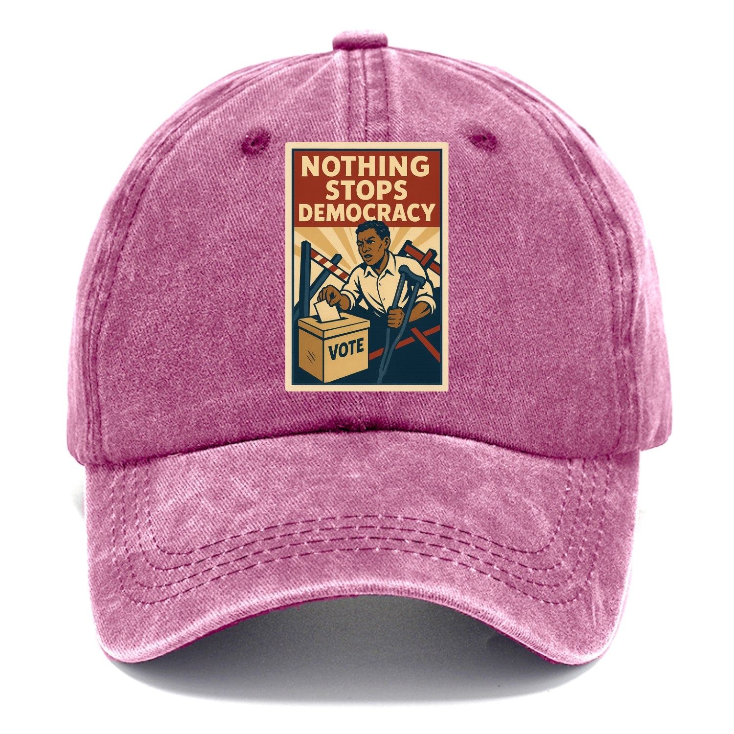 Person voting despite obstacles - "Nothing Stops Democracy" - voter perseverance - Classic Cap - Dusty Rose(Rose)