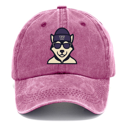 Seattle Husky wearing Washington beanie with W patch - Classic Cap - Dusty Rose(Rose)