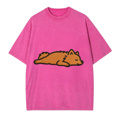Pomeranian - Orange fluffy fully relaxed Vintage T-shirt - Dusty Rose(Rose)