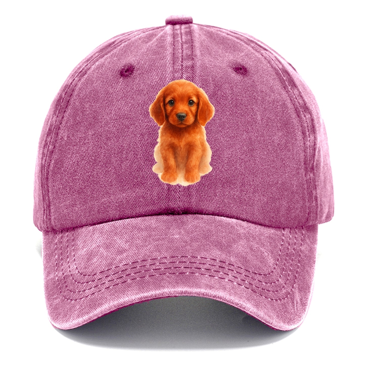 Baby Irish Setter Puppy - mahogany red coat, feathered ears, friendly eyes, - Classic Cap - Dusty Rose(Rose)