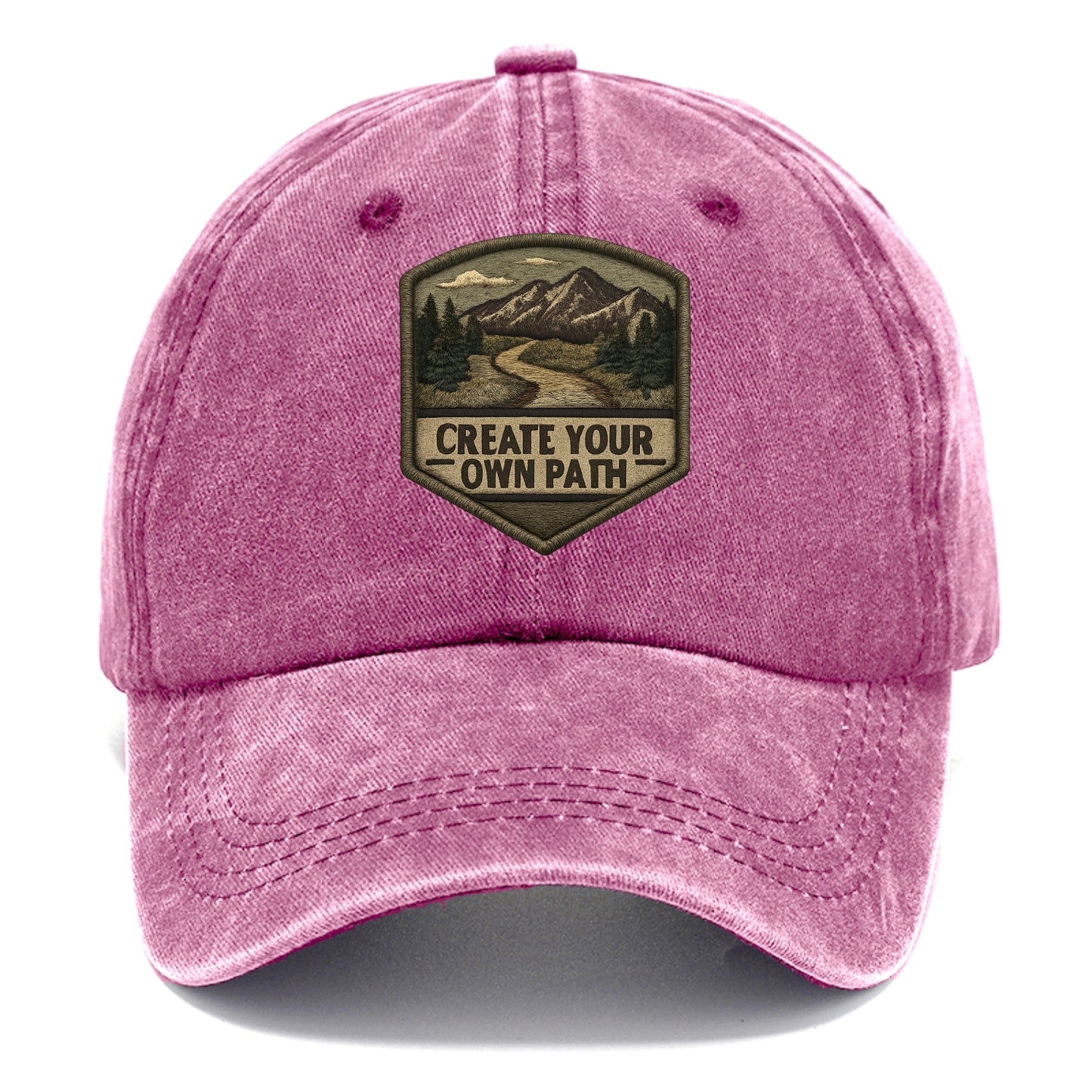 CREATE YOUR OWN PATH - trail with text in brown , independence - Classic Cap - Dusty Rose(Rose)