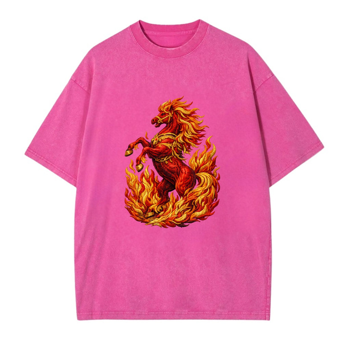 VICTORY BLAZE | Triumphant rearing horse in flames | Achievement celebration | - Vintage T-shirt - Dusty Rose(Rose)