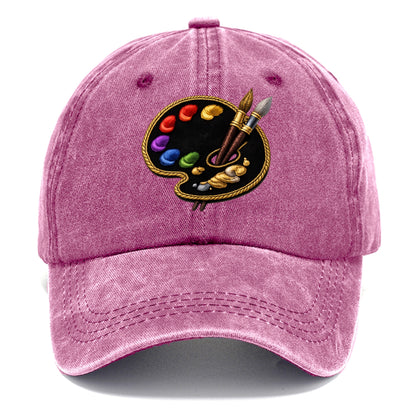 Embroidered patch design - PAINT PALETTE - artist palette with brushes in rainbow and - Classic Cap - Dusty Rose(Rose)