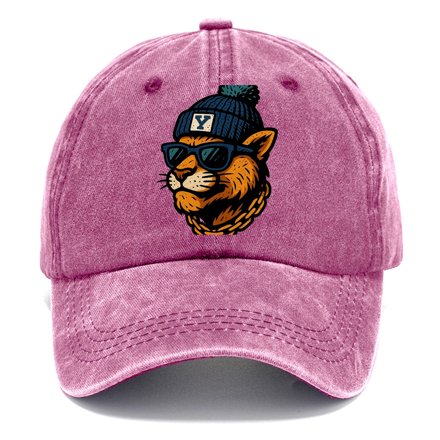 Provo Cougar wearing BYU beanie with Y patch - Classic Cap - Dusty Rose(Rose)