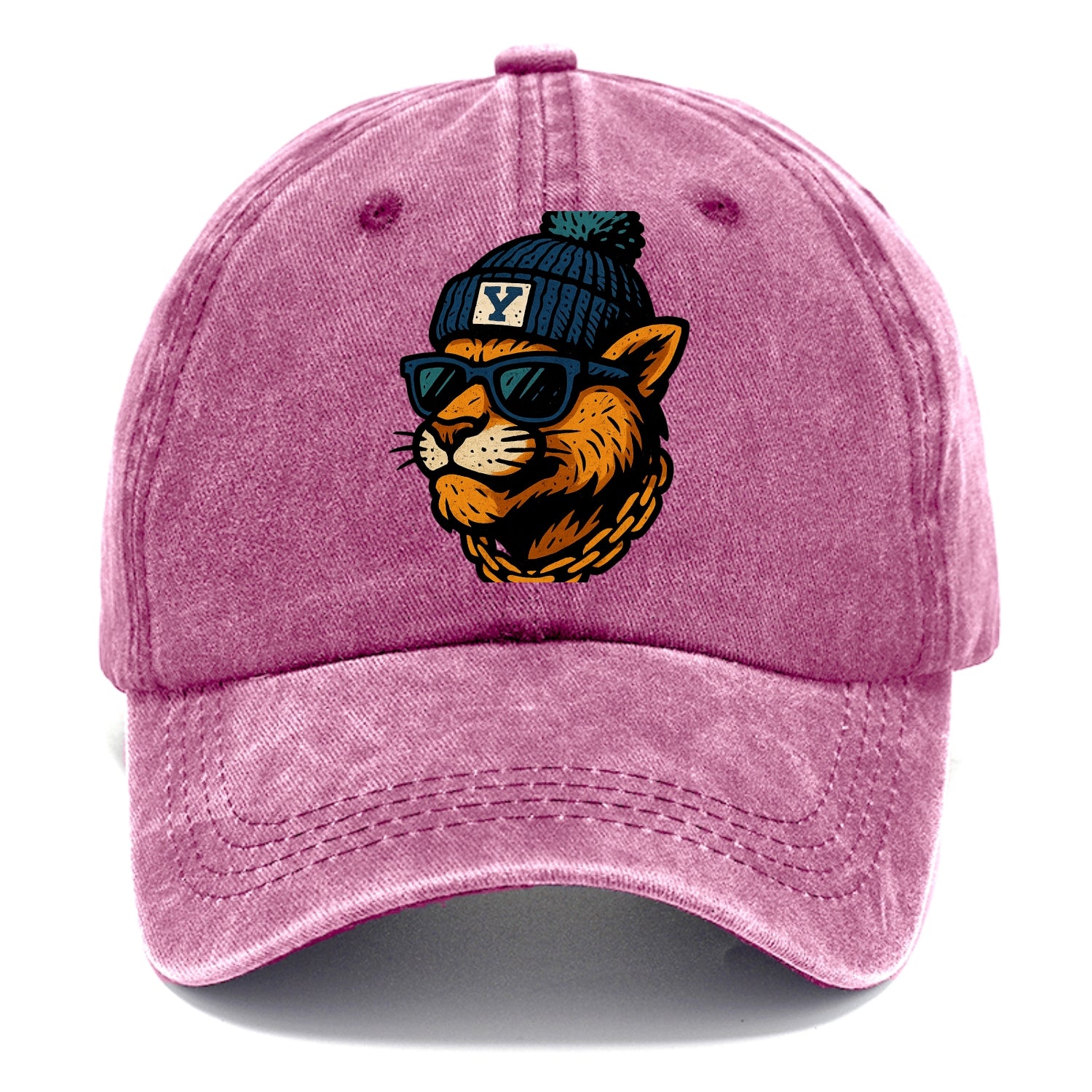 Provo Cougar wearing BYU beanie with Y patch - Classic Cap - Dusty Rose(Rose)