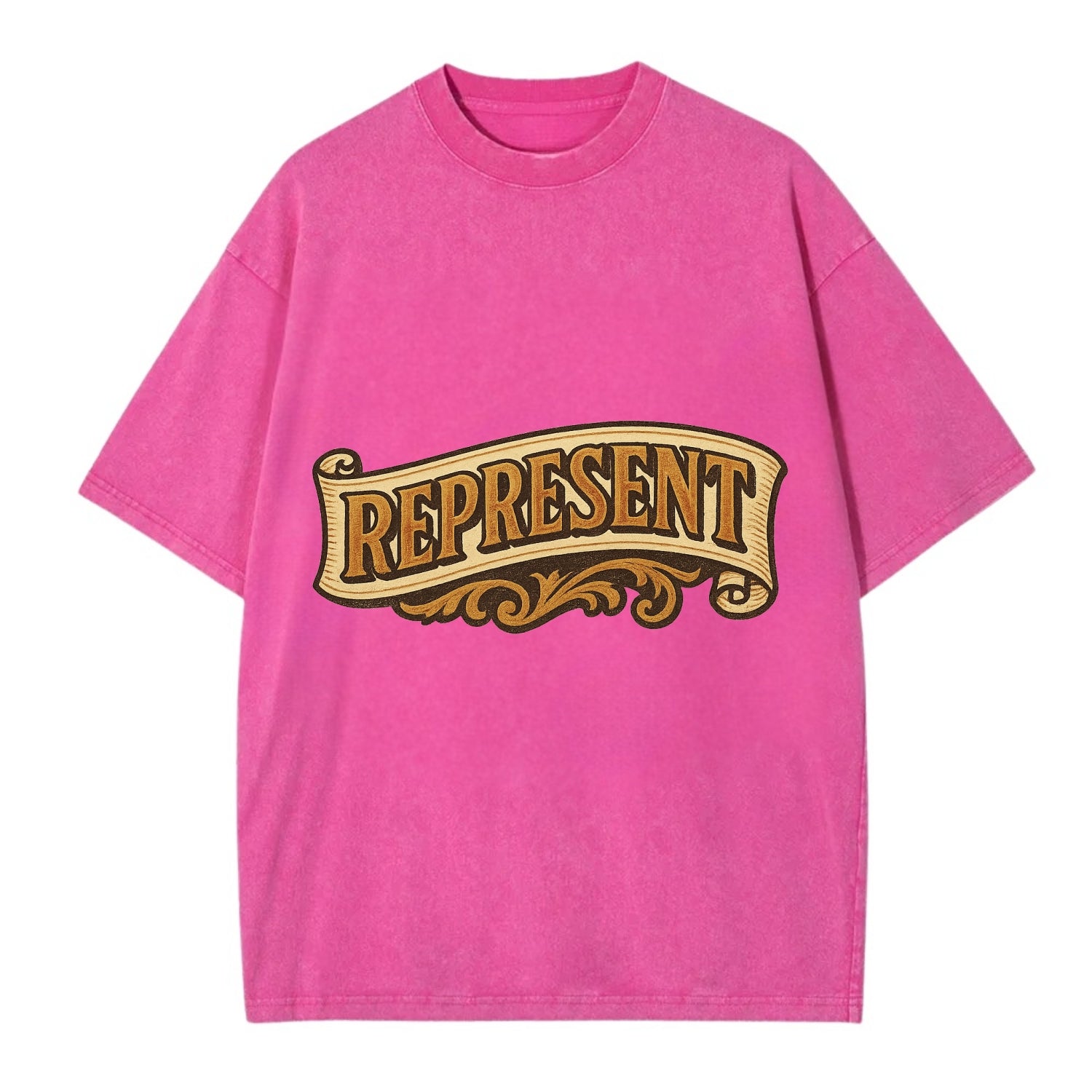 Bold typography design - "REPRESENT" - showing where you from - Vintage T-shirt - Dusty Rose(Rose)