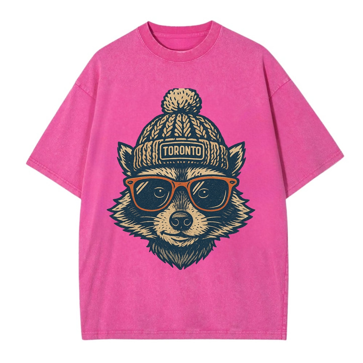 Toronto Raccoon wearing Toronto beanie w - Vintage T-shirt - Dusty Rose(Rose)