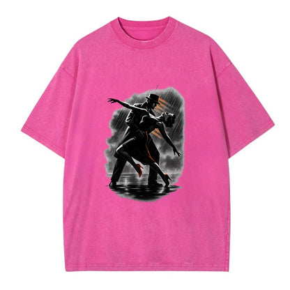 romantic dance pose with woman lifted in the air at lakeside - Vintage T-shirt - Dusty Rose(Rose)