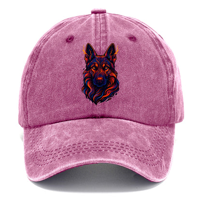 Alert German Shepherd with cyber circuit patterns in the fur, neon orange and black - Classic Cap - Dusty Rose(Rose)