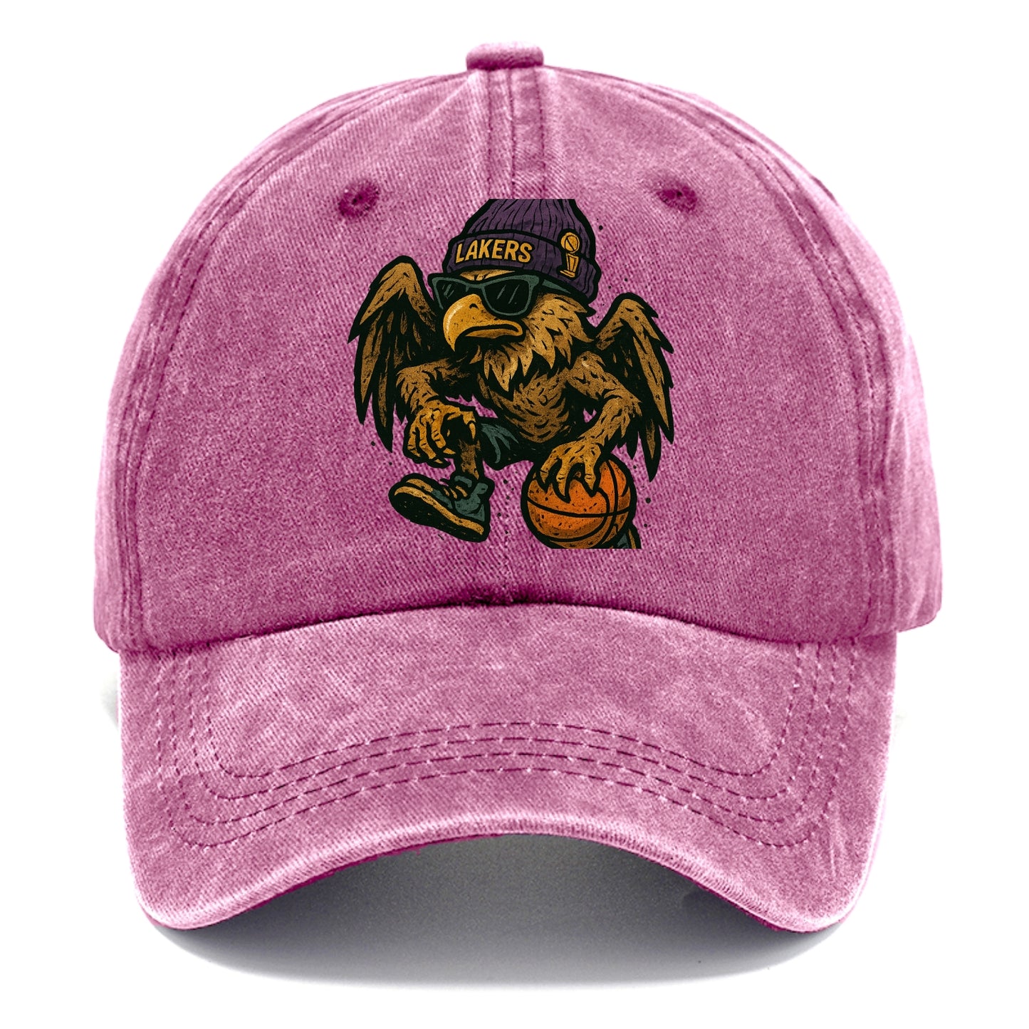 Los Angeles Golden Eagle wearing Lakers beanie with trophy patch and wayfarer - Classic Cap - Dusty Rose(Rose)