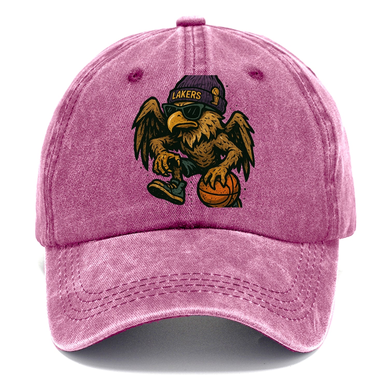 Los Angeles Golden Eagle wearing Lakers beanie with trophy patch and wayfarer - Classic Cap - Dusty Rose(Rose)