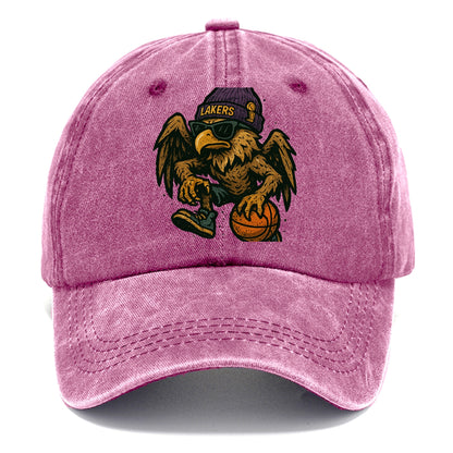 Los Angeles Golden Eagle wearing Lakers beanie with trophy patch and wayfarer - Classic Cap - Dusty Rose(Rose)