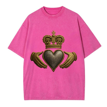 Claddagh Symbol  - Vintage T-shirt - Dusty Rose(Rose)