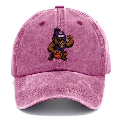 California Grizzly wearing Kings beanie with royal scepter patch and wayfarer - Classic Cap - Dusty Rose(Rose)