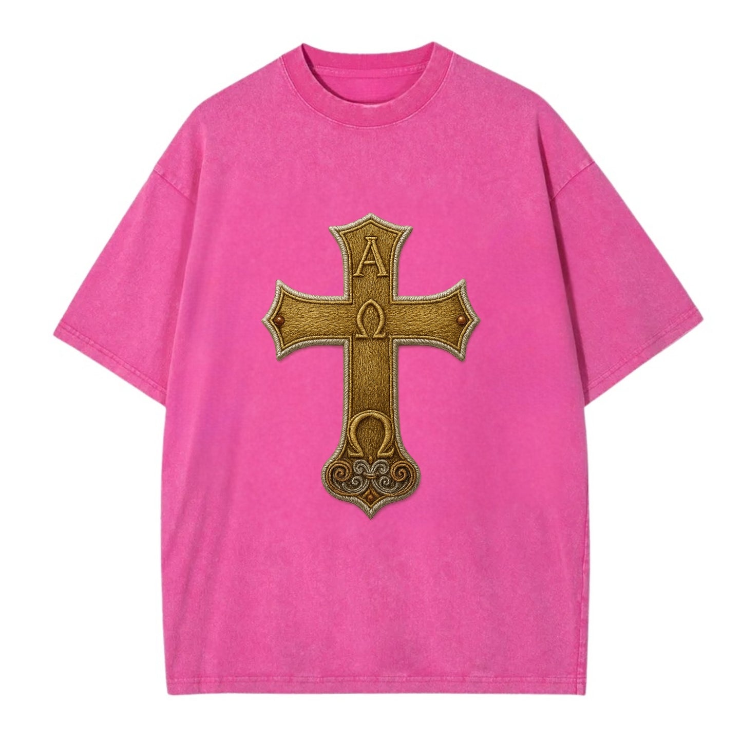 Alpha Omega Cross  - Vintage T-shirt - Dusty Rose(Rose)