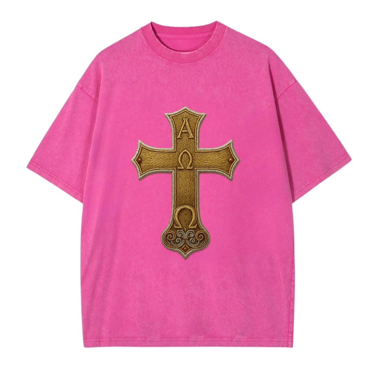 Alpha Omega Cross  - Vintage T-shirt - Dusty Rose(Rose)