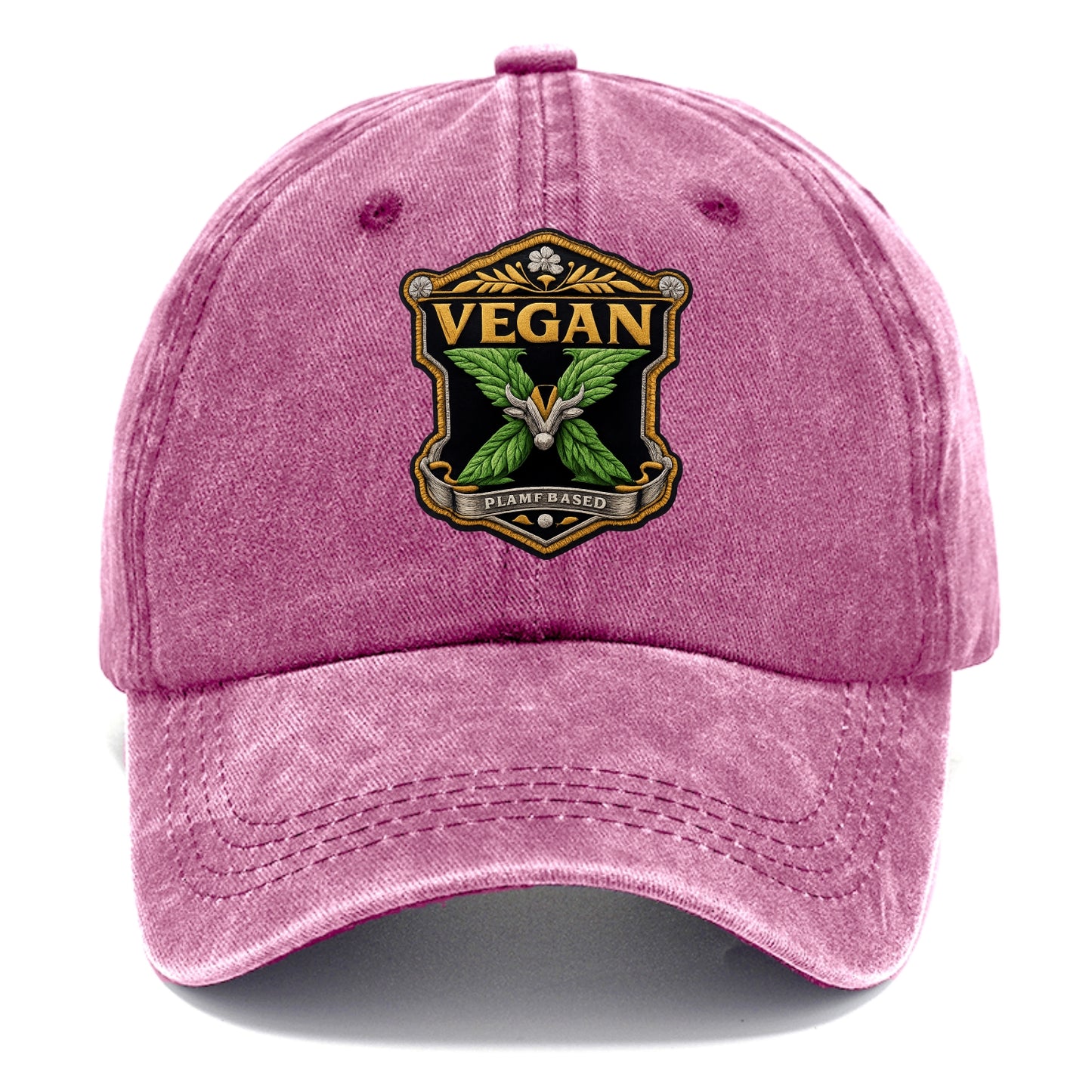 VEGAN X - plant-based symbol in green , animal rights - Classic Cap - Dusty Rose(Rose)