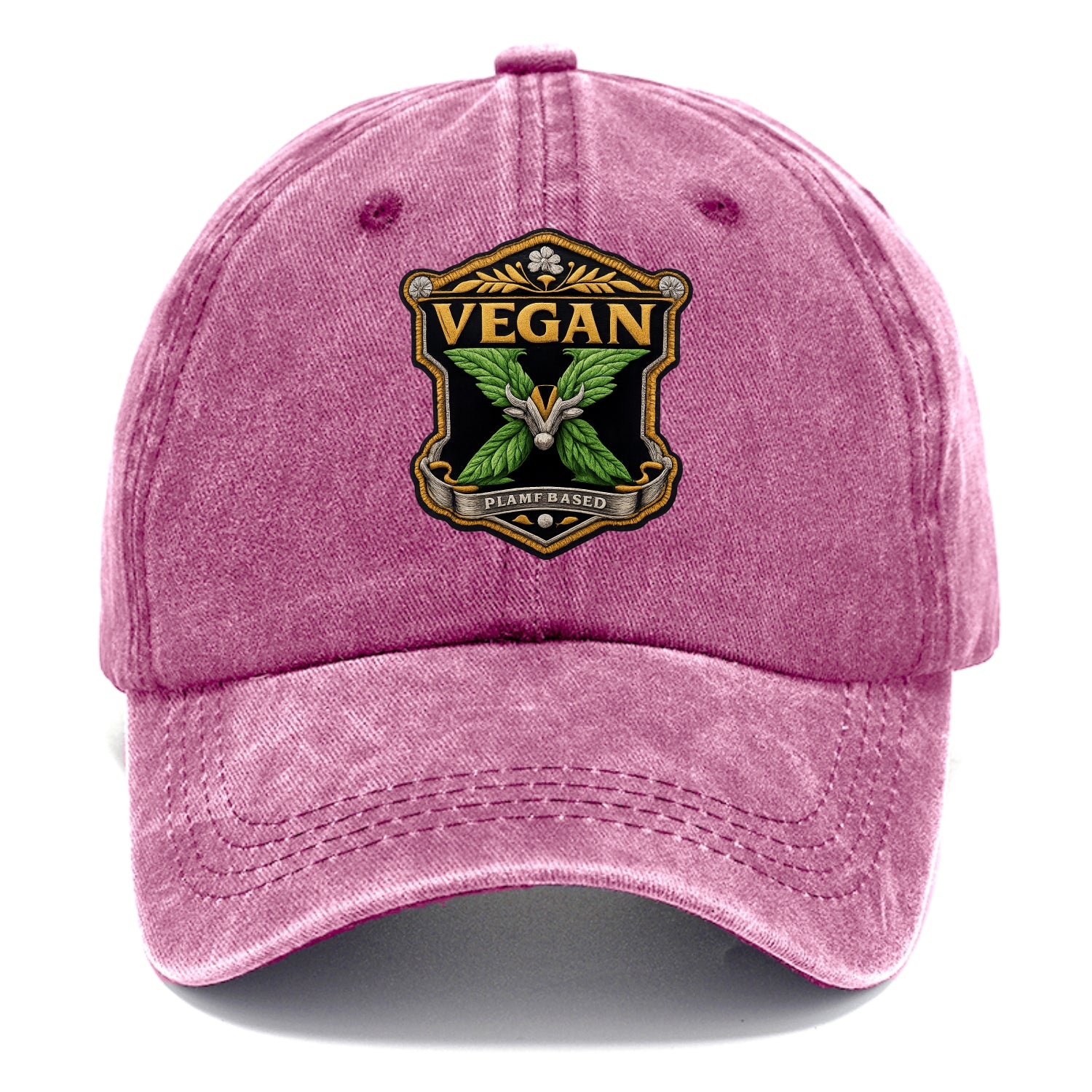 VEGAN X - plant-based symbol in green , animal rights - Classic Cap - Dusty Rose(Rose)