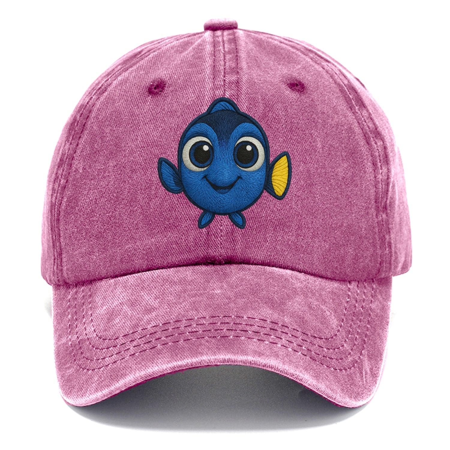 Baby Blue Tang - bright blue with yellow tail, big eyes, front-facing, Dory-style - Classic Cap - Dusty Rose(Rose)