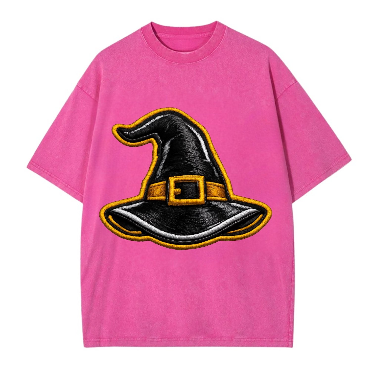 WITCH HAT - pointed hat with buckle in black and gold , coven - Vintage T-shirt - Dusty Rose(Rose)