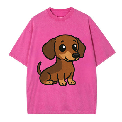 Dachshund - Long body profile view - Vintage T-shirt - Dusty Rose(Rose)