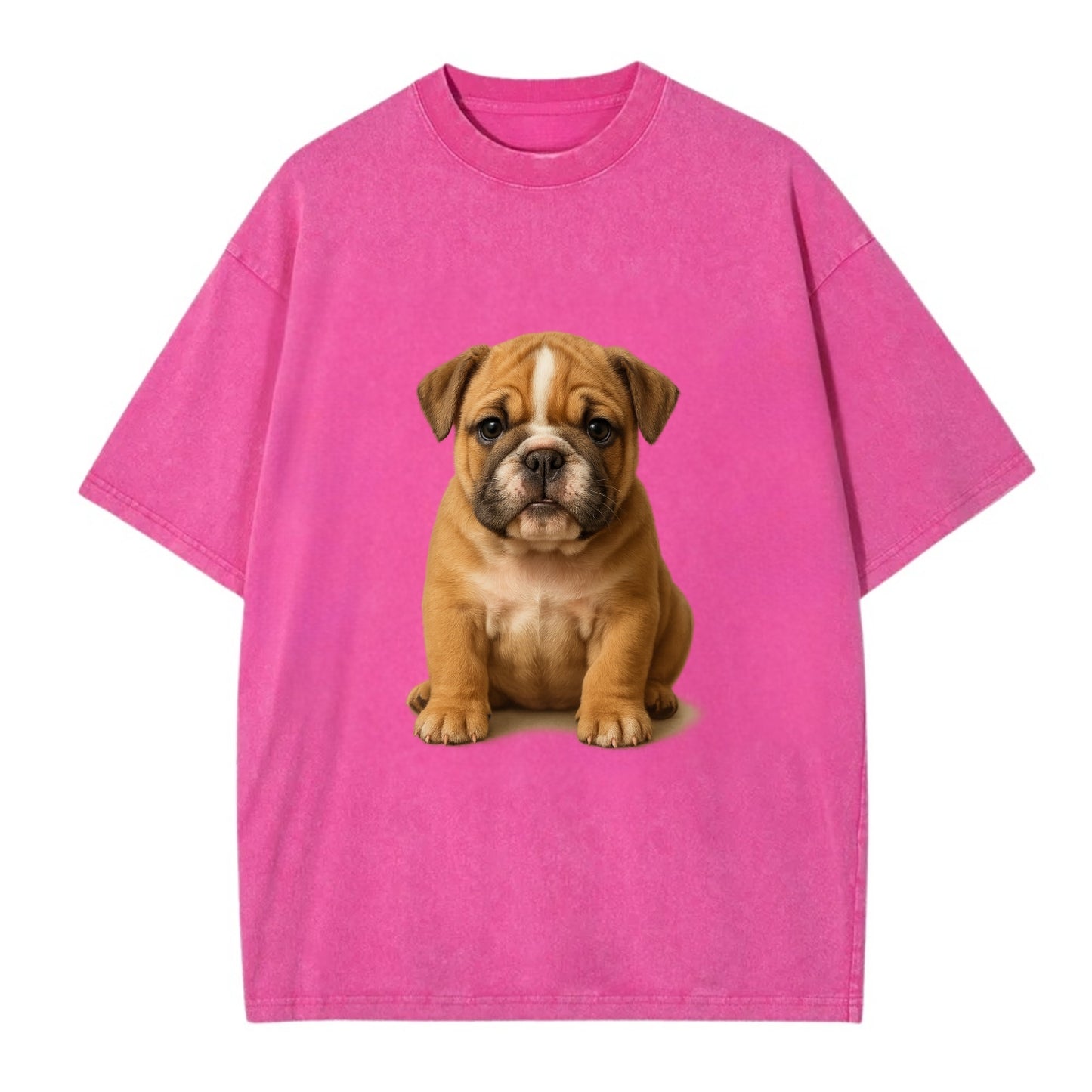 Baby Bulldog Puppy - wrinkly face, underbite, stocky body, gentle eyes, - Vintage T-shirt - Dusty Rose(Rose)