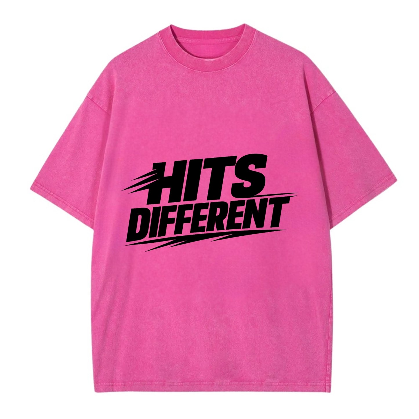 Bold typography design - "HITS DIFFERENT" - uniquely special, stands out - Vintage T-shirt - Dusty Rose(Rose)