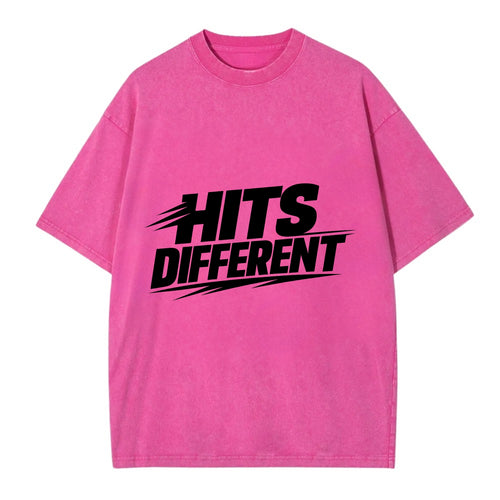 Bold typography design - HITS DIFFERENT - uniquely special, stands out - Vintage T-shirt