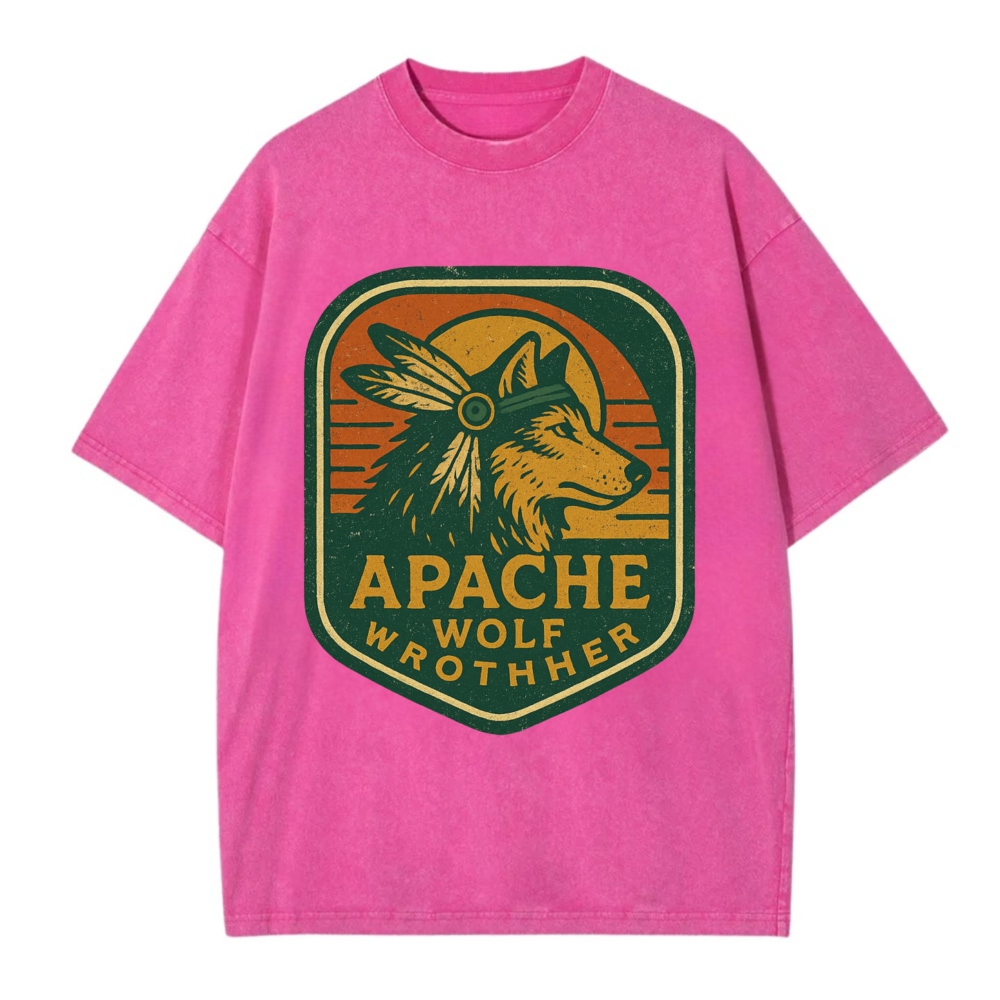 Apache Wolf Brother  - Vintage T-shirt - Dusty Rose(Rose)