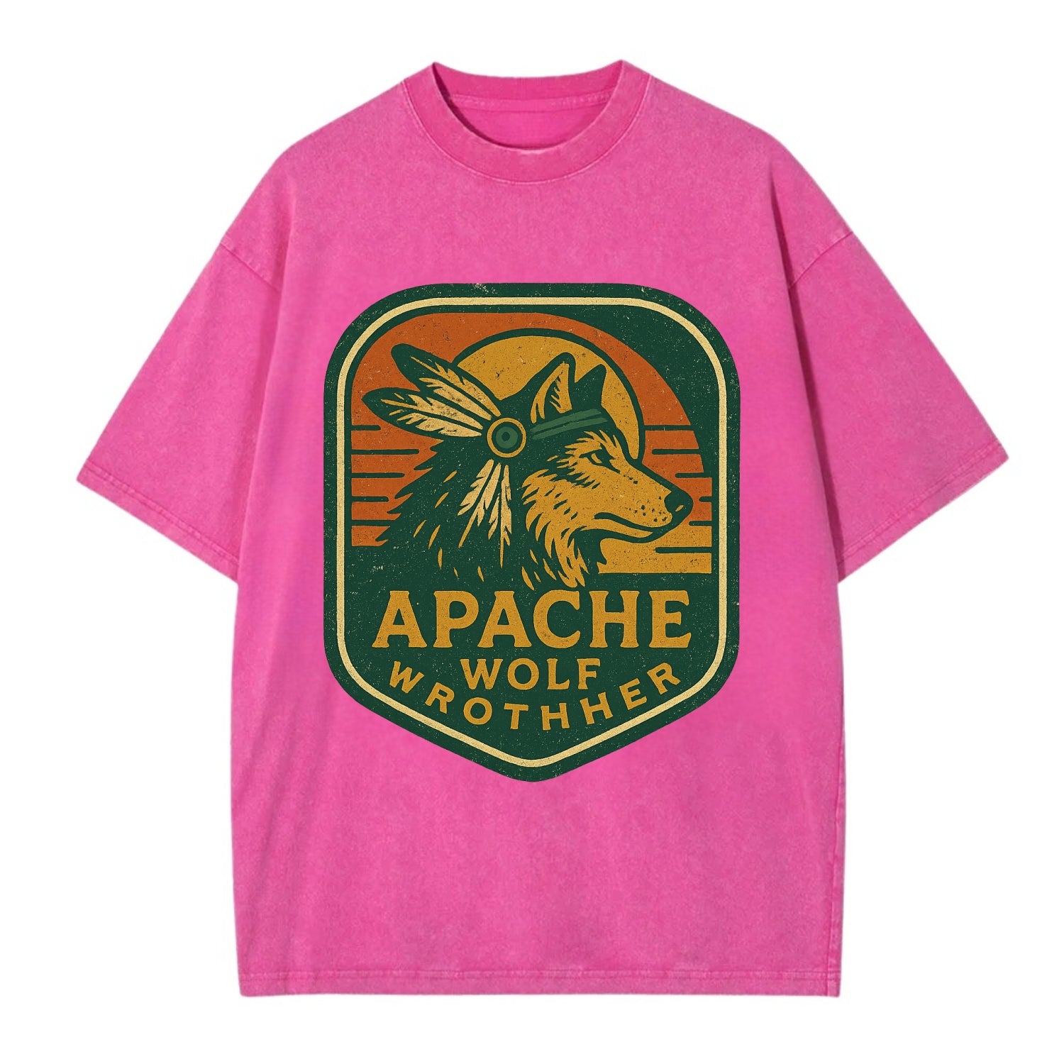 Apache Wolf Brother  - Vintage T-shirt - Dusty Rose(Rose)