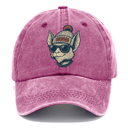 San Antonio Bat wearing San Antonio beanie with pom pom and wayfarer sunglasses - Classic Cap - Dusty Rose(Rose)