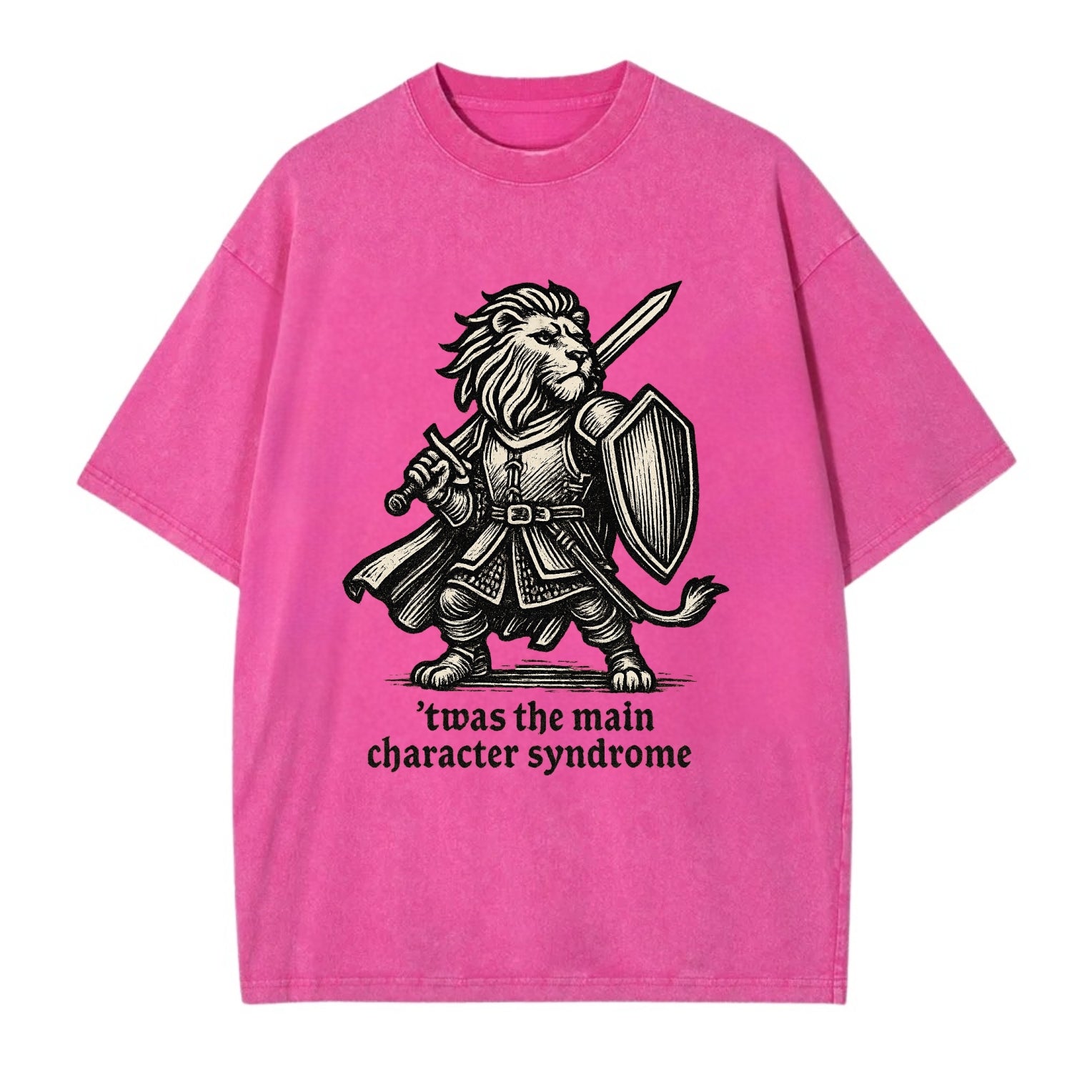 Main Character Syndrome Lion  - Vintage T-shirt - Dusty Rose(Rose)