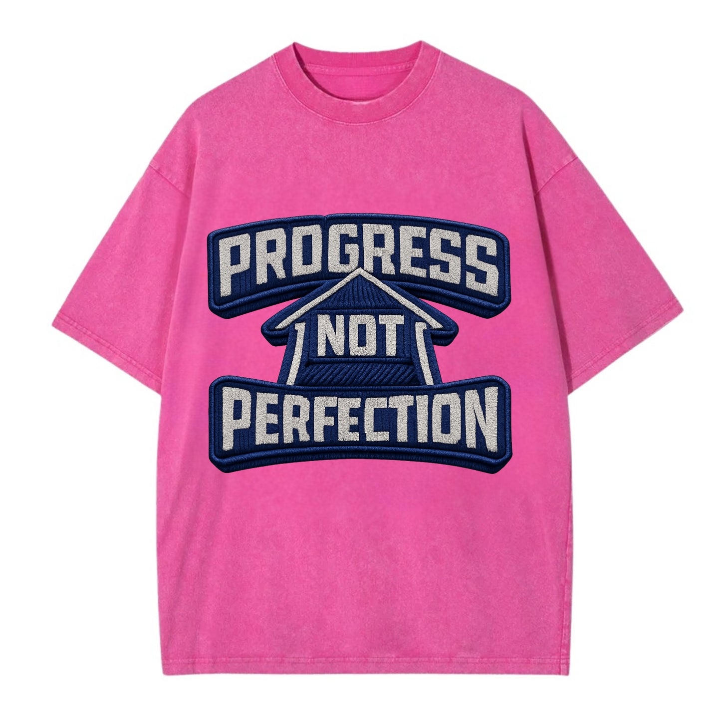 PROGRESS NOT PERFECTION - arrow with text in blue , growth mindset - Vintage T-shirt - Dusty Rose(Rose)