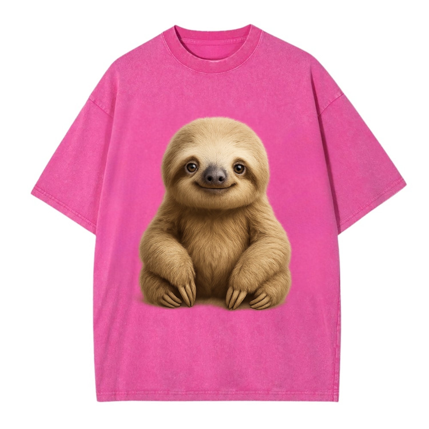 Baby Sloth - tan fur, long arms, peaceful smile, gentle eyes, front-facing, zen - Vintage T-shirt - Dusty Rose(Rose)