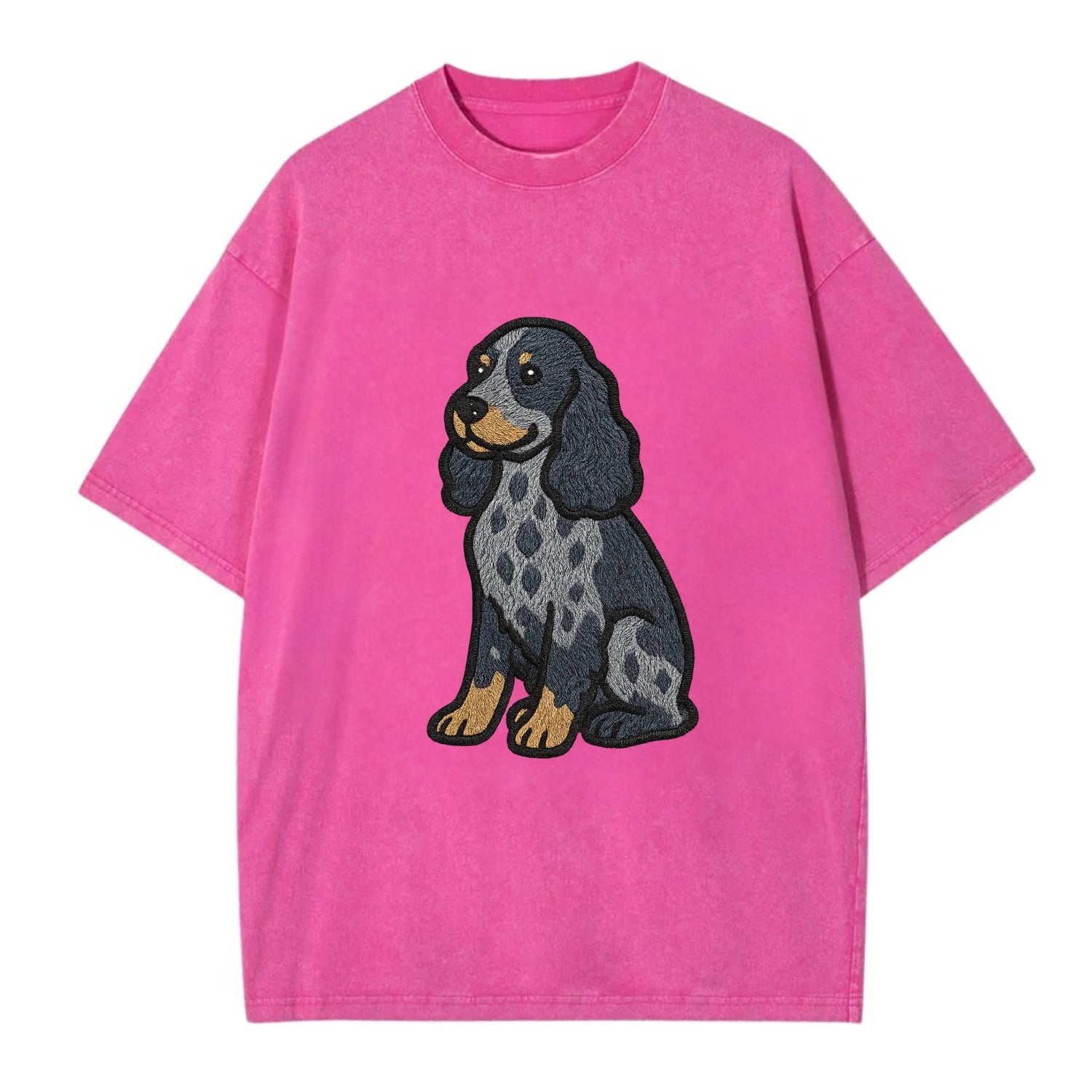 English Cocker Spaniel - Blue roan embroidered sitting pose - Vintage T-shirt - Dusty Rose(Rose)