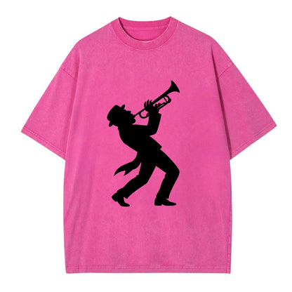 Trumpet player hitting high note - Vintage T-shirt - Dusty Rose(Rose)