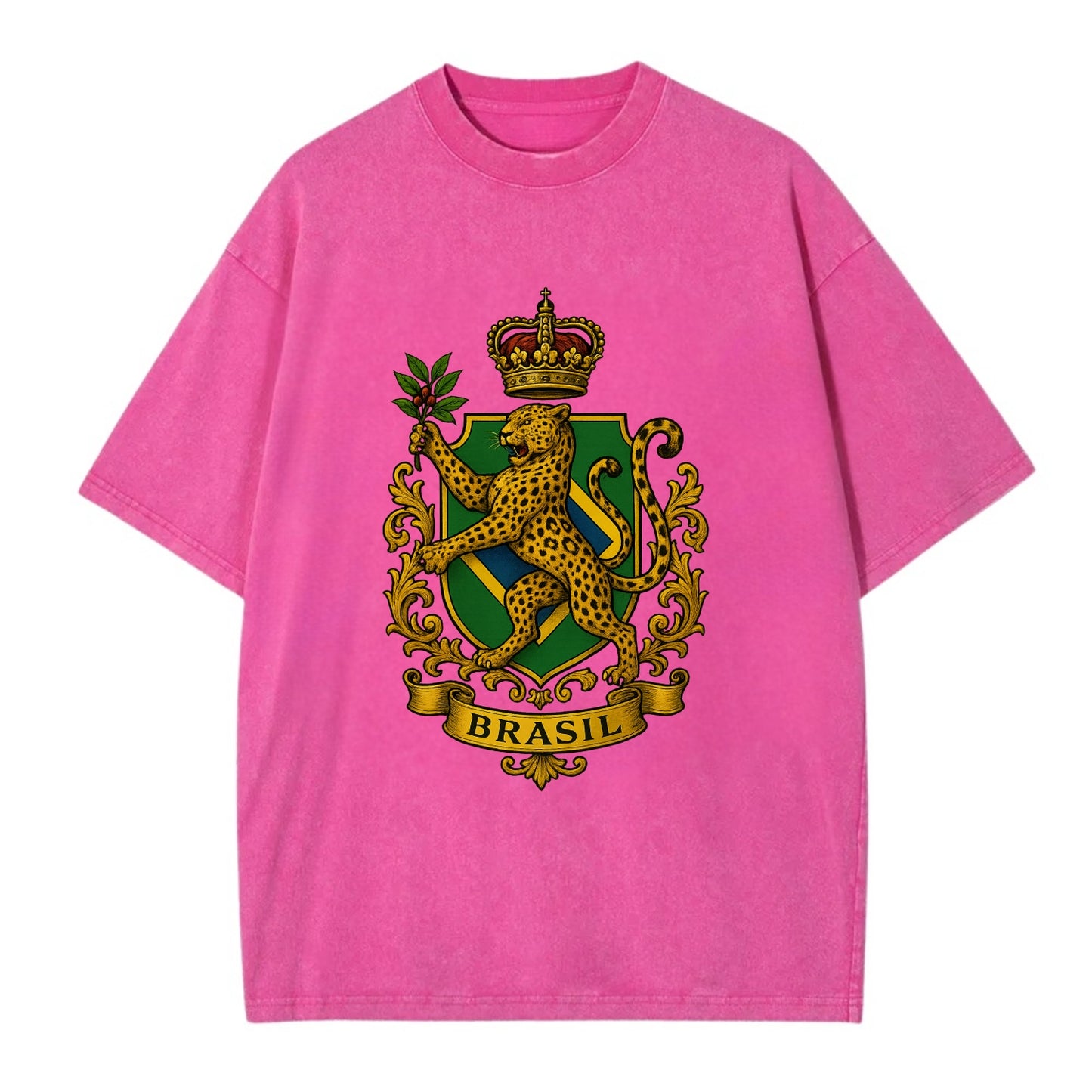 Brazil Jaguar Emblem  - Vintage T-shirt - Dusty Rose(Rose)