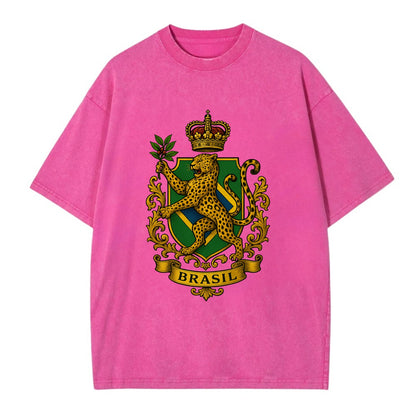 Brazil Jaguar Emblem  - Vintage T-shirt - Dusty Rose(Rose)