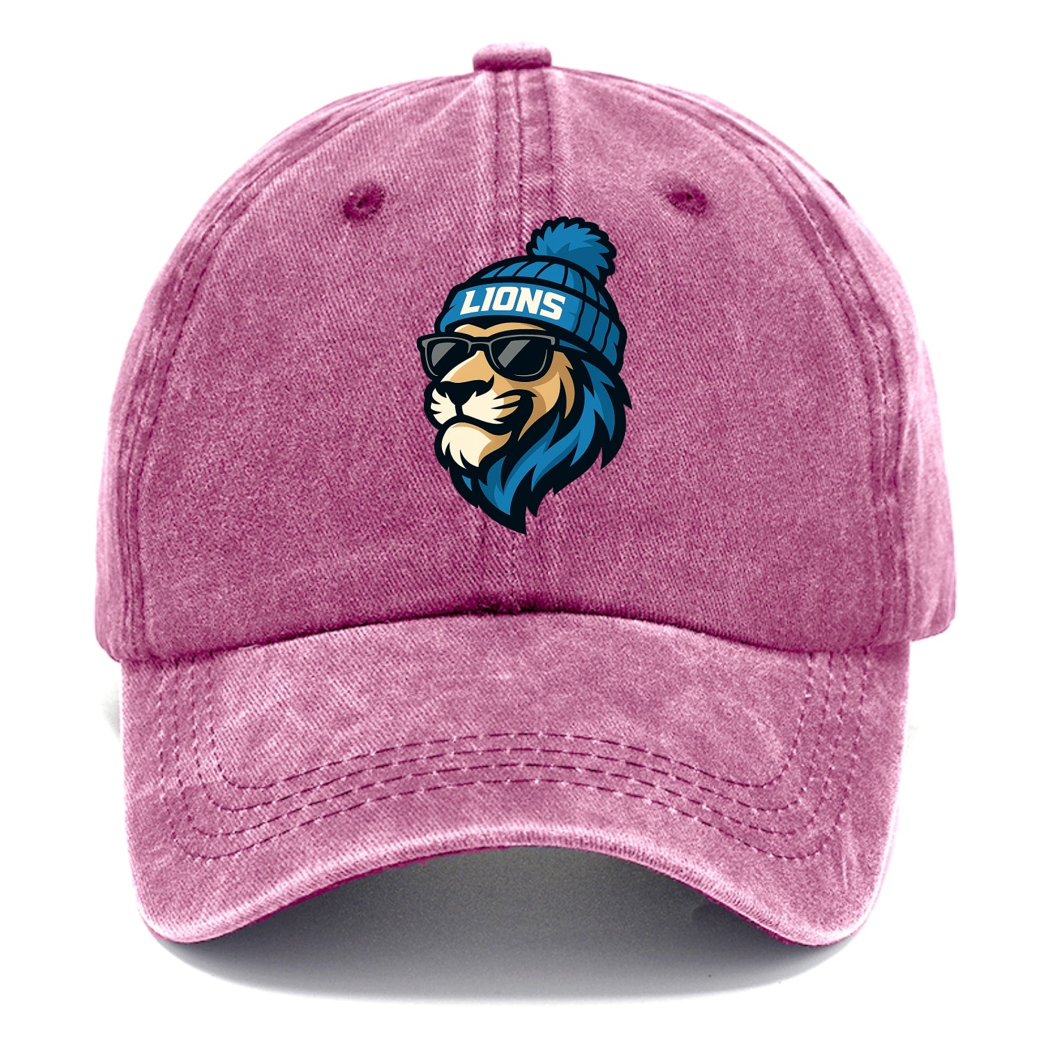 Detroit Lion wearing Lions Honolulu blue and silver beanie with pom pom and wayfarer - Classic Cap - Dusty Rose(Rose)
