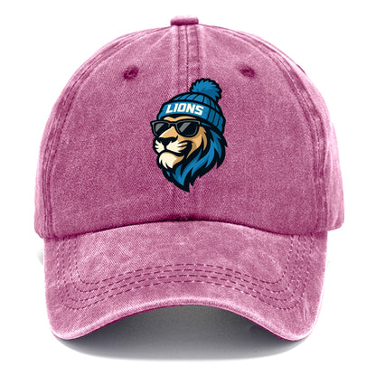Detroit Lion wearing Lions Honolulu blue and silver beanie with pom pom and wayfarer - Classic Cap - Dusty Rose(Rose)