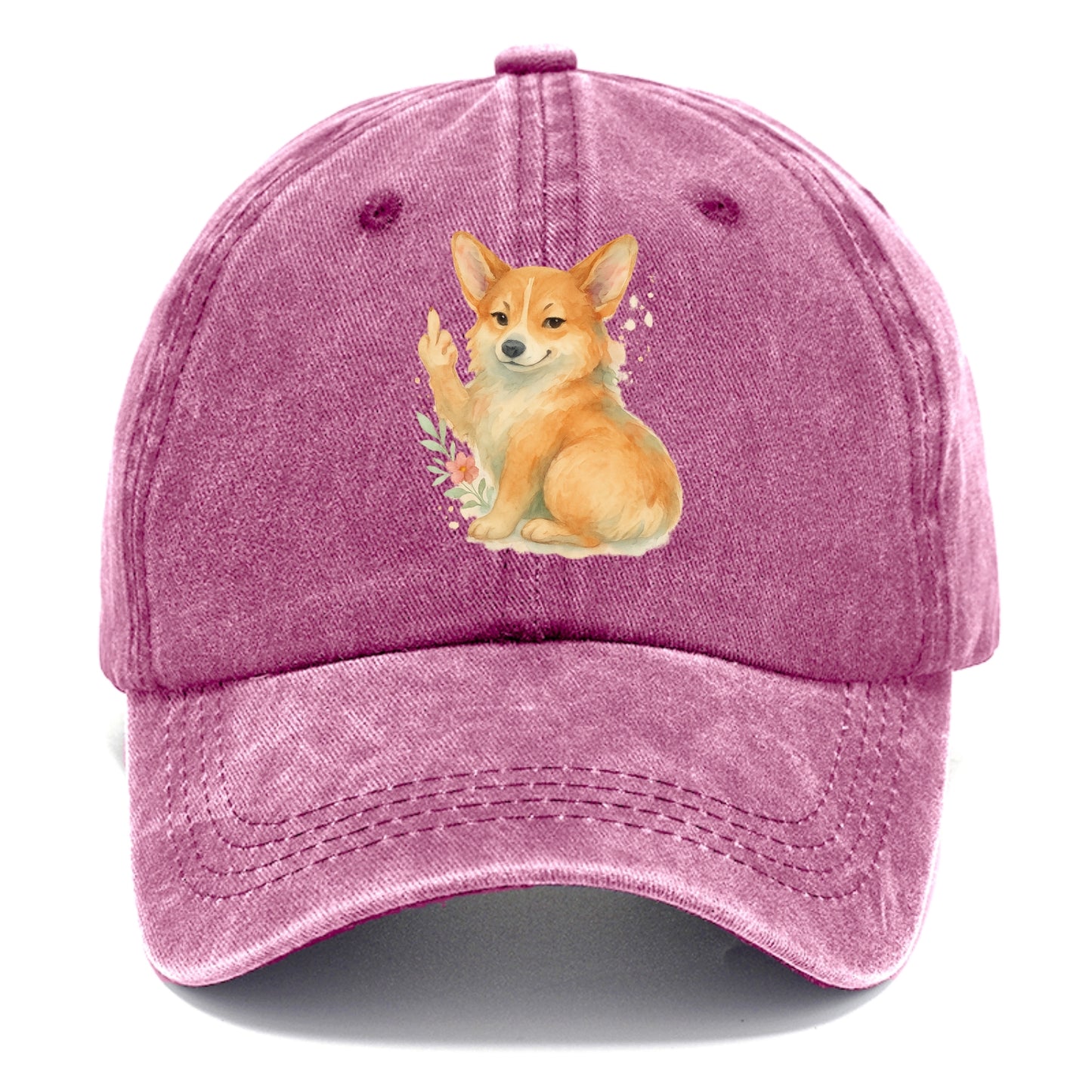 Corgi short legs and fluffy butt, one stubby paw up with sass - Classic Cap - Dusty Rose(Rose)