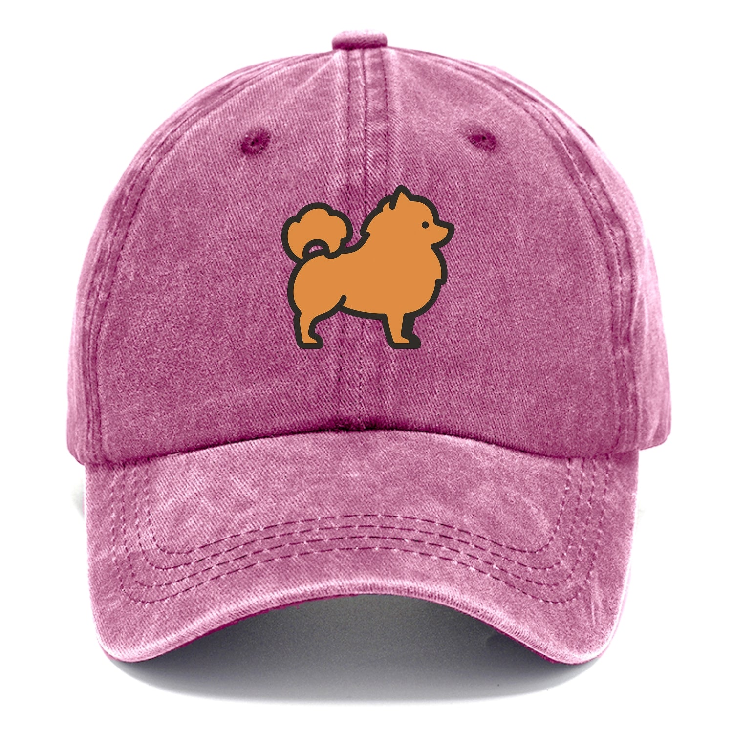 Pomeranian - Orange fluffy flat side profile - Classic Cap - Dusty Rose(Rose)