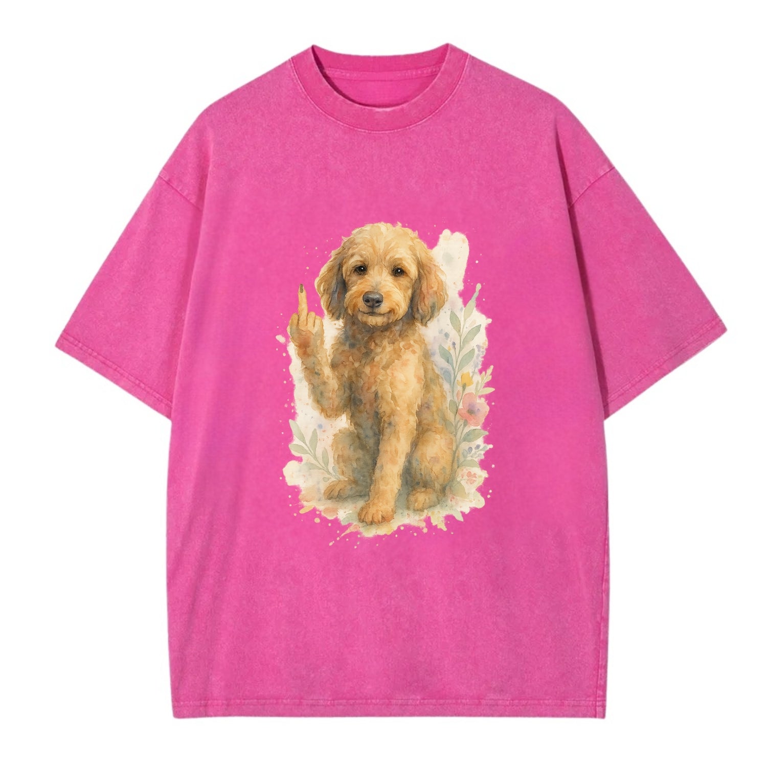 Labradoodle hypoallergenic with wavy coat, intelligent eyes, paw raised - Vintage T-shirt - Dusty Rose(Rose)