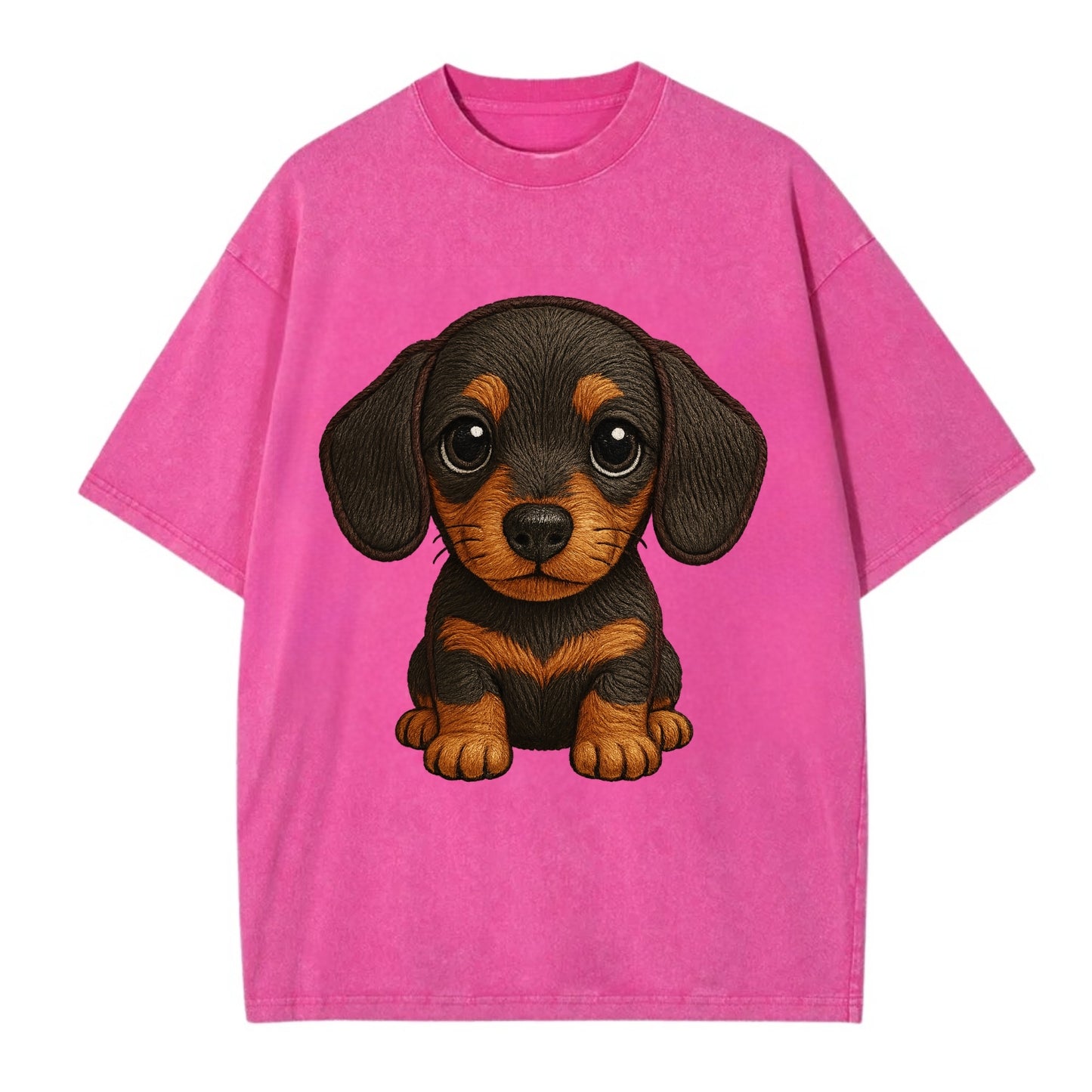 Baby Dachshund Puppy - long body, short legs, floppy ears, curious eyes, - Vintage T-shirt - Dusty Rose(Rose)